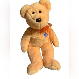 Ty 2001 Orange Plush Bear with Bow